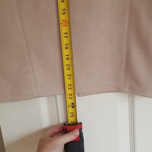 Blush pink/beige faux suede pencil skirt - Picture 7 of 8